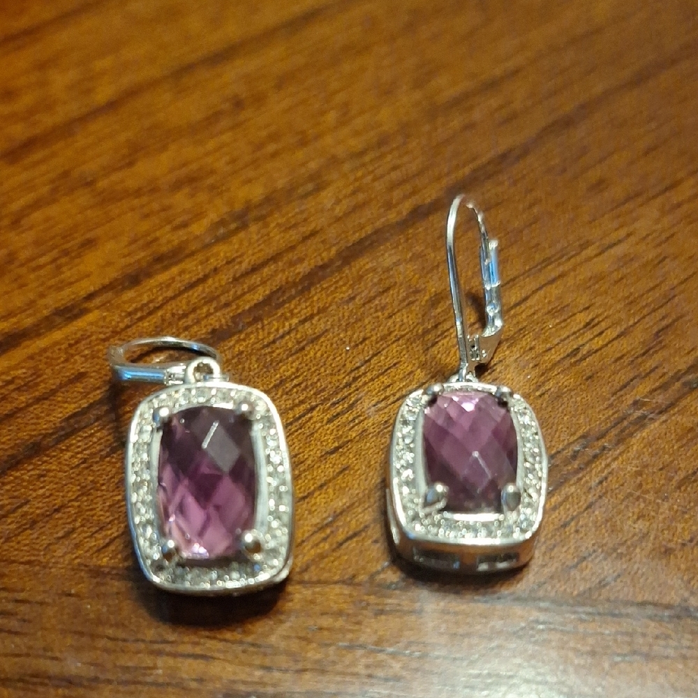 Elegant Silver and Purple Earrings